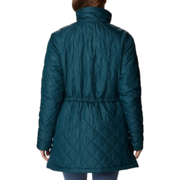 Columbia Women's Quilted Water Resistant Teal Emerald Green Jacket Faux Fur Sz M - Picture 4 of 16